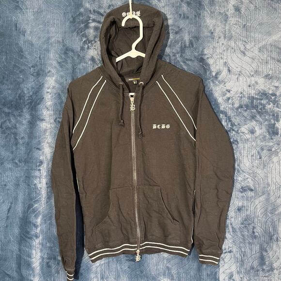 Vintage 2000s BCBG MaxAzria Black Full Zip Embroidered Hoodie Womans Size M - Picture 1 of 7